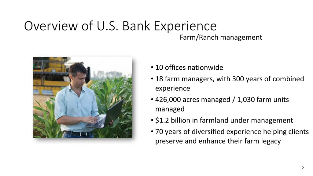 overview of u s bank experience