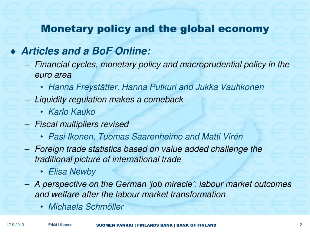 monetary policy and the global economy