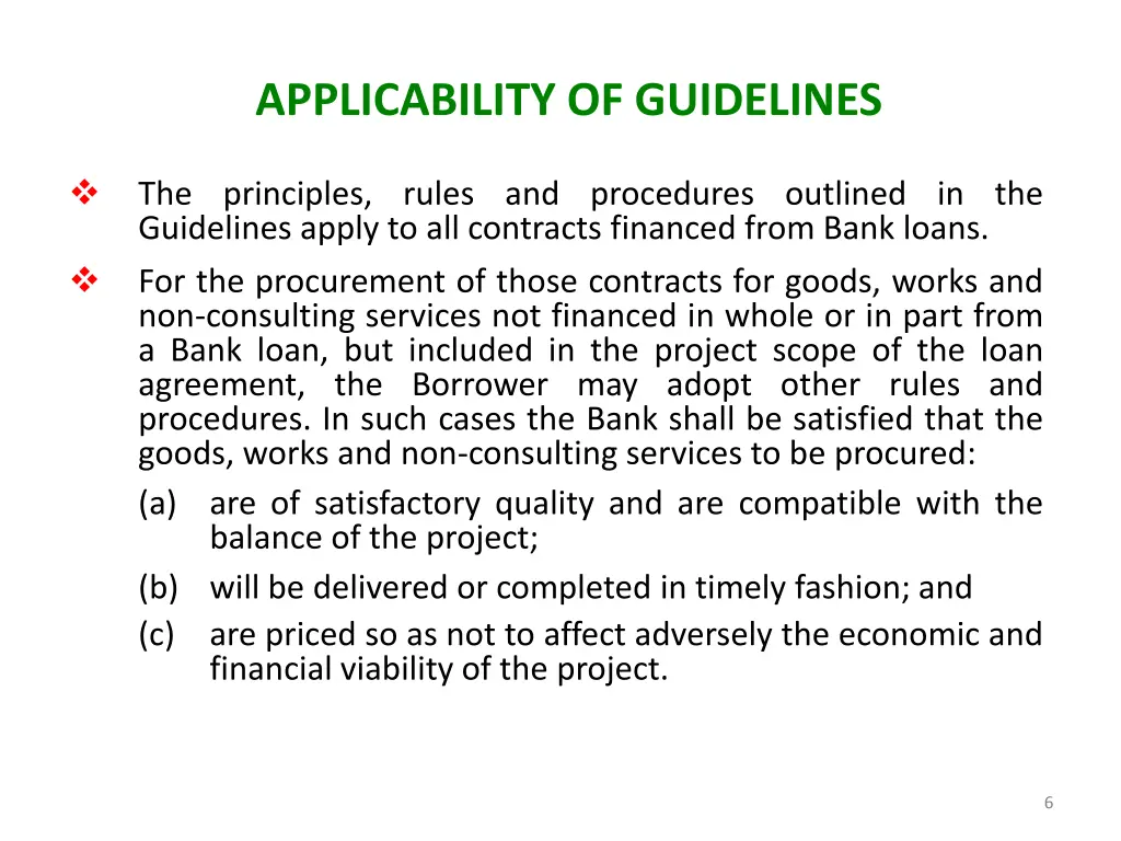 applicability of guidelines