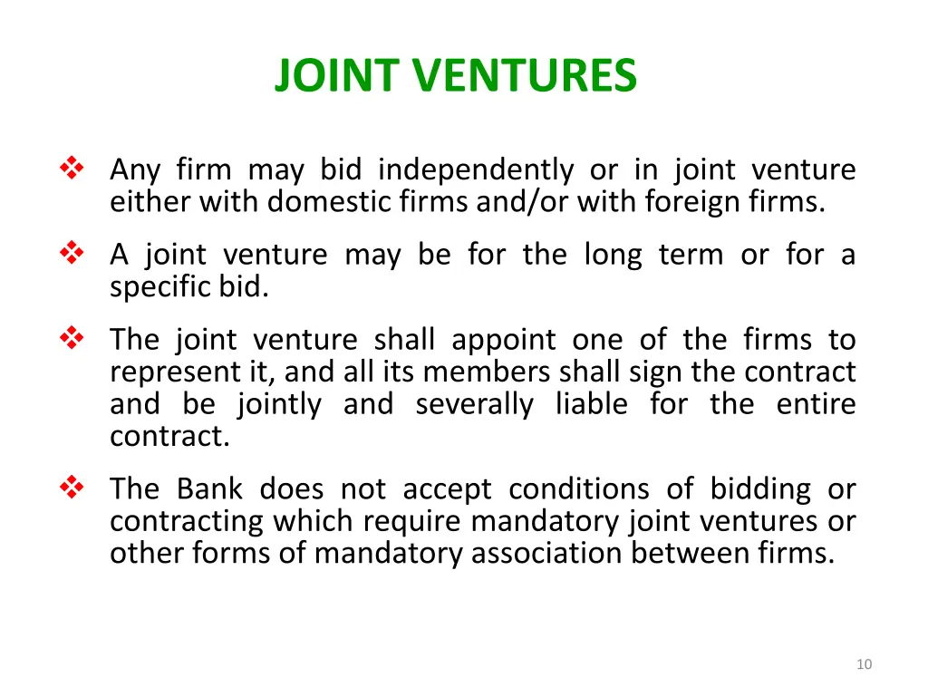 joint ventures