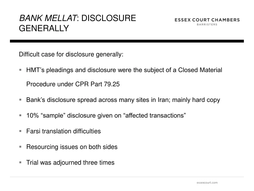 bank mellat disclosure generally