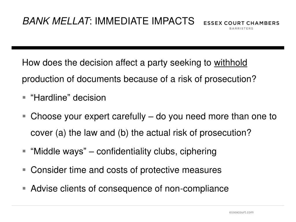 bank mellat immediate impacts