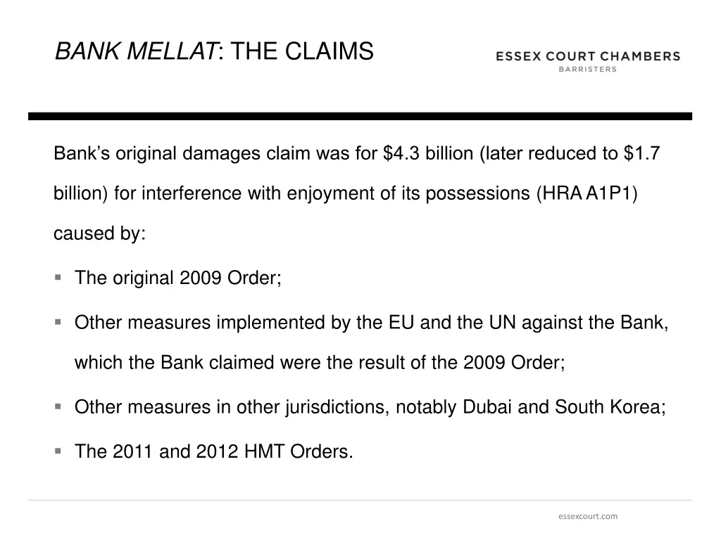 bank mellat the claims