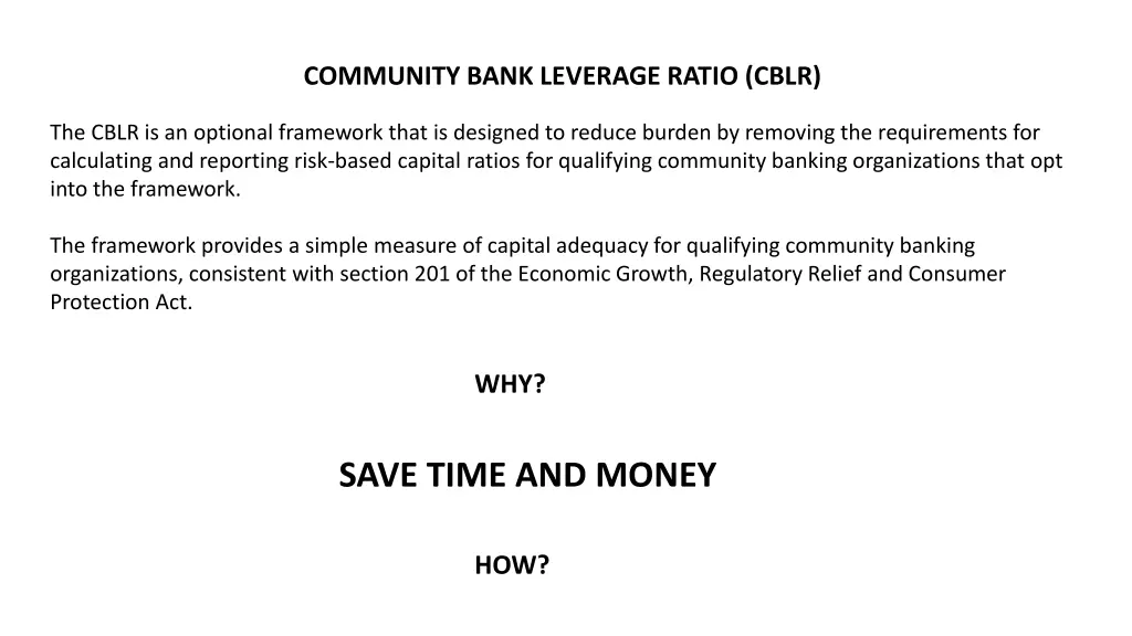 community bank leverage ratio cblr