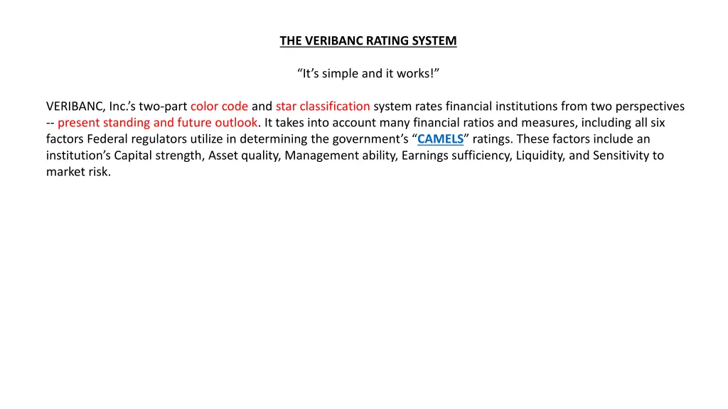 the veribanc rating system