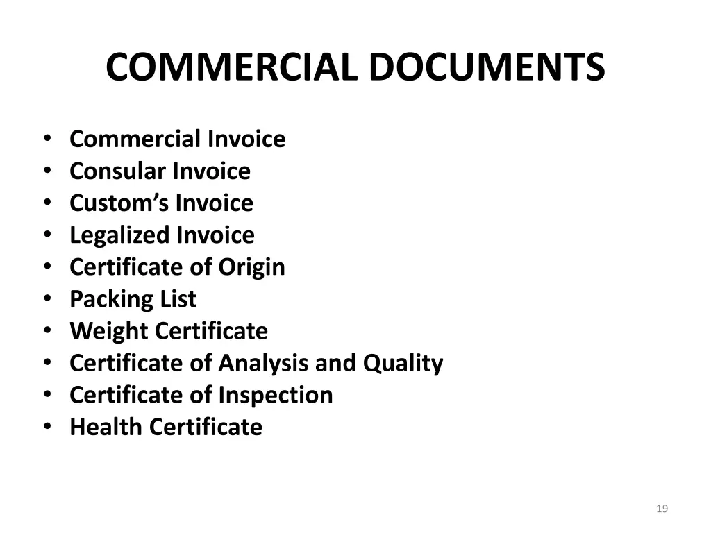 commercial documents