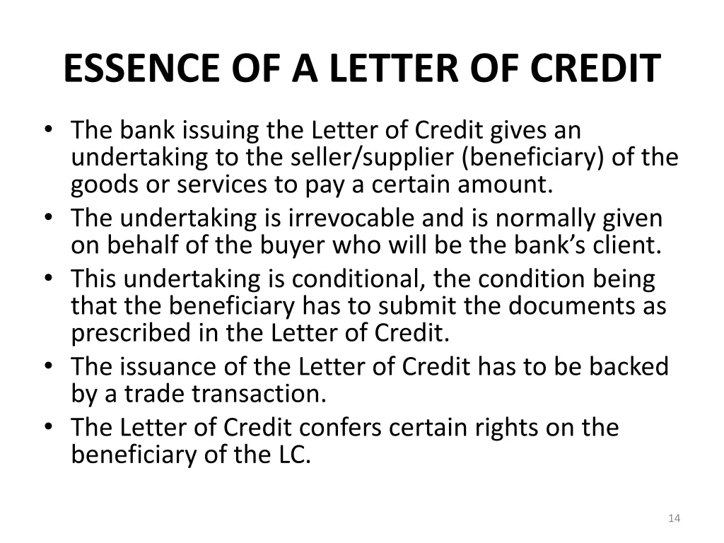 essence of a letter of credit