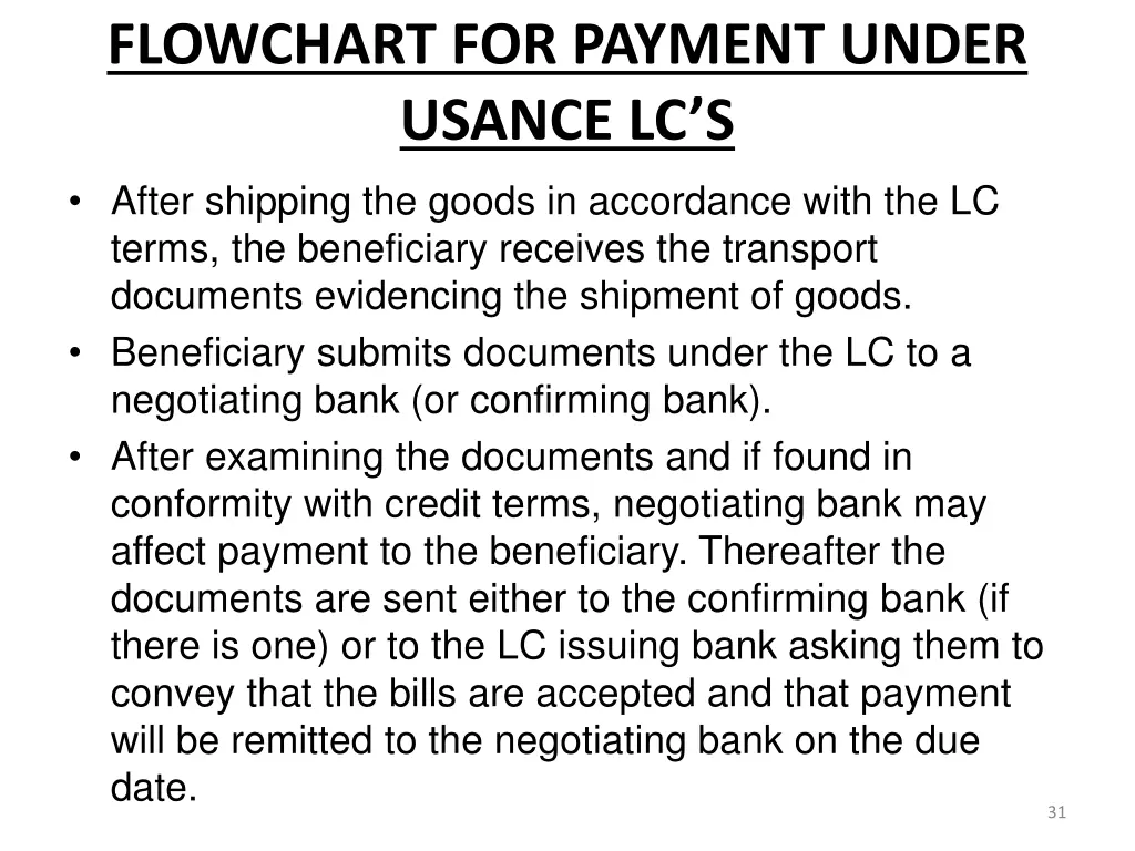 flowchart for payment under usance lc s