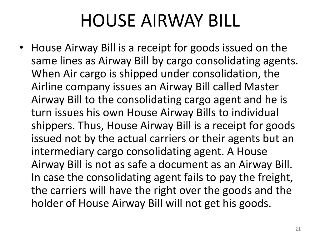 house airway bill