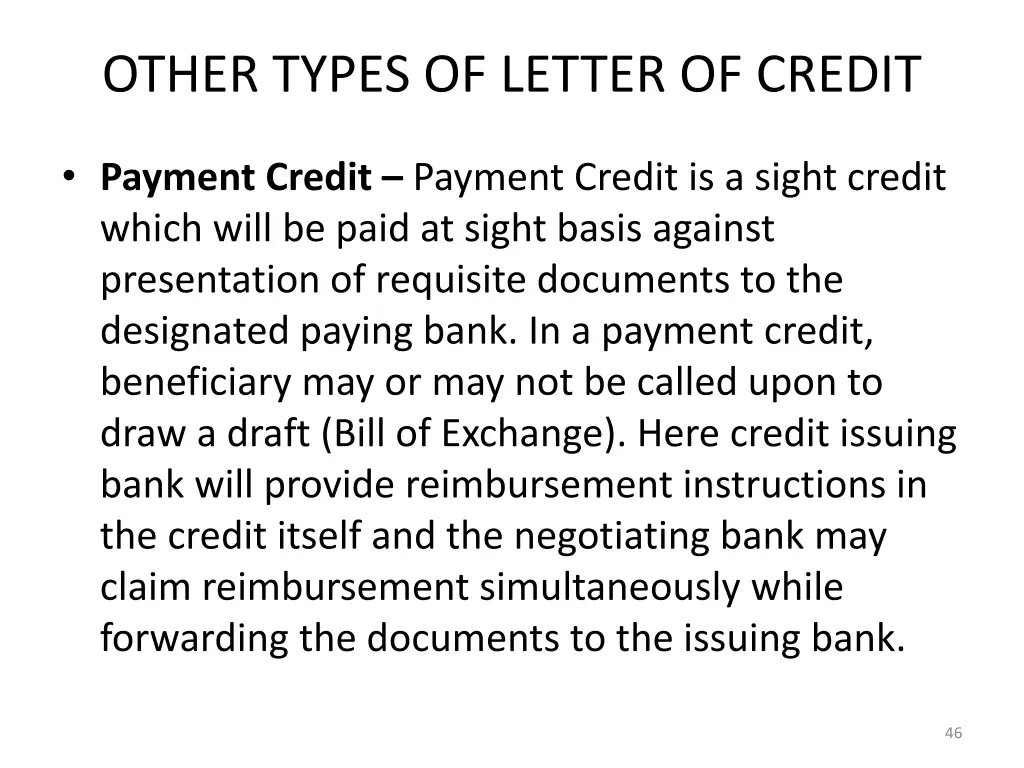 other types of letter of credit