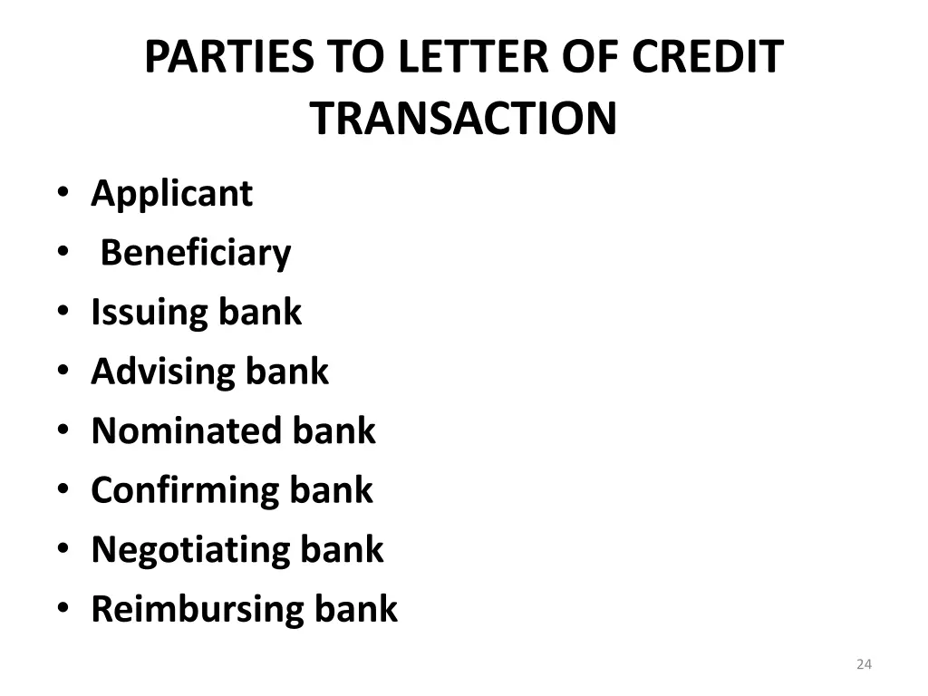 parties to letter of credit transaction