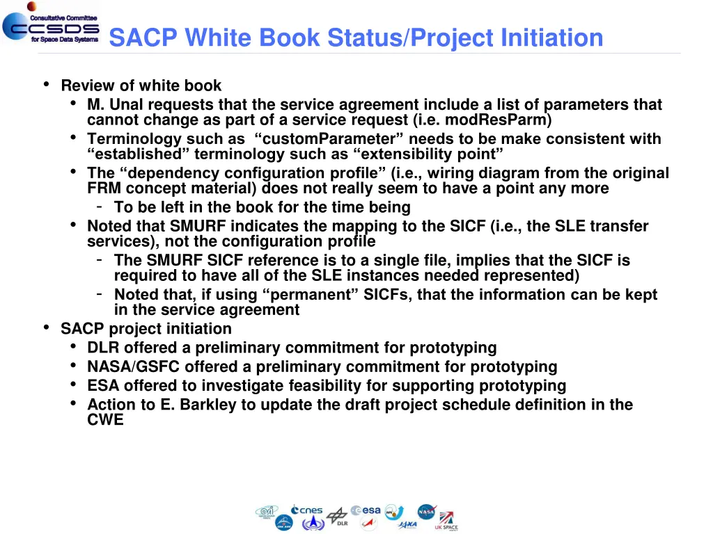 sacp white book status project initiation