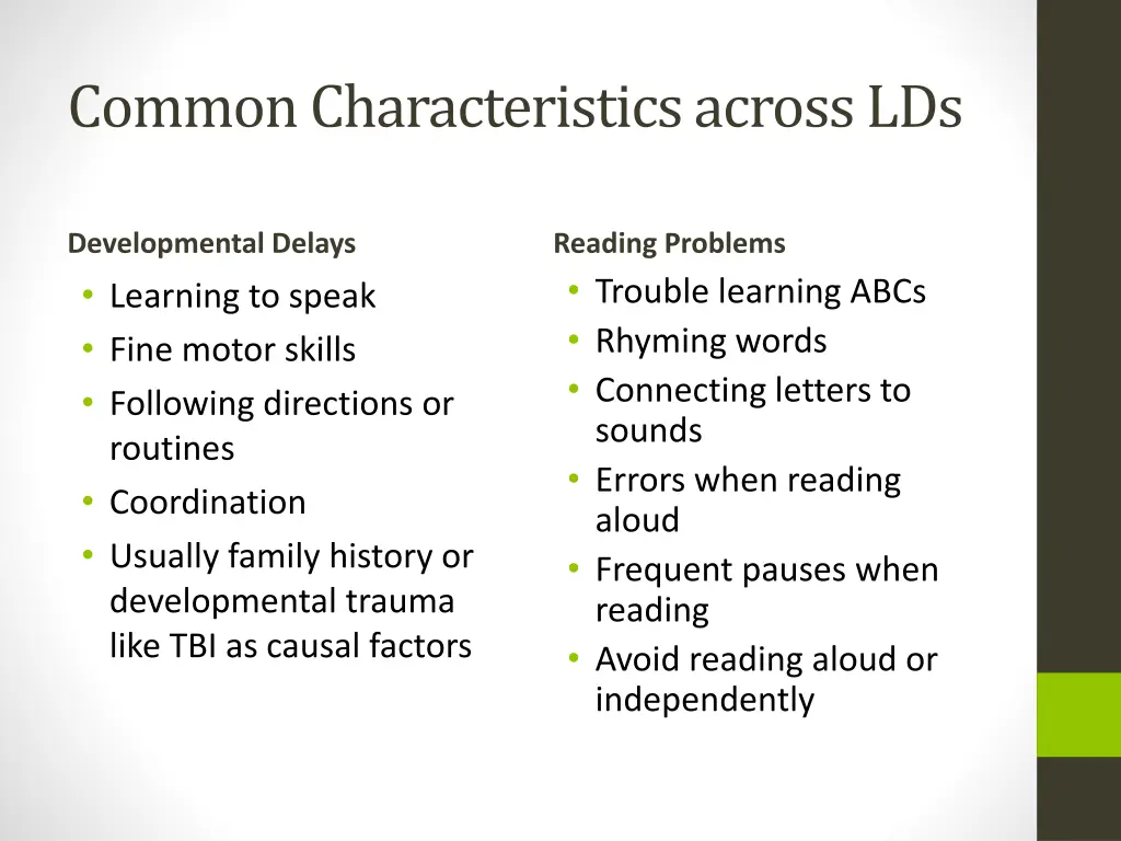 common characteristics across lds