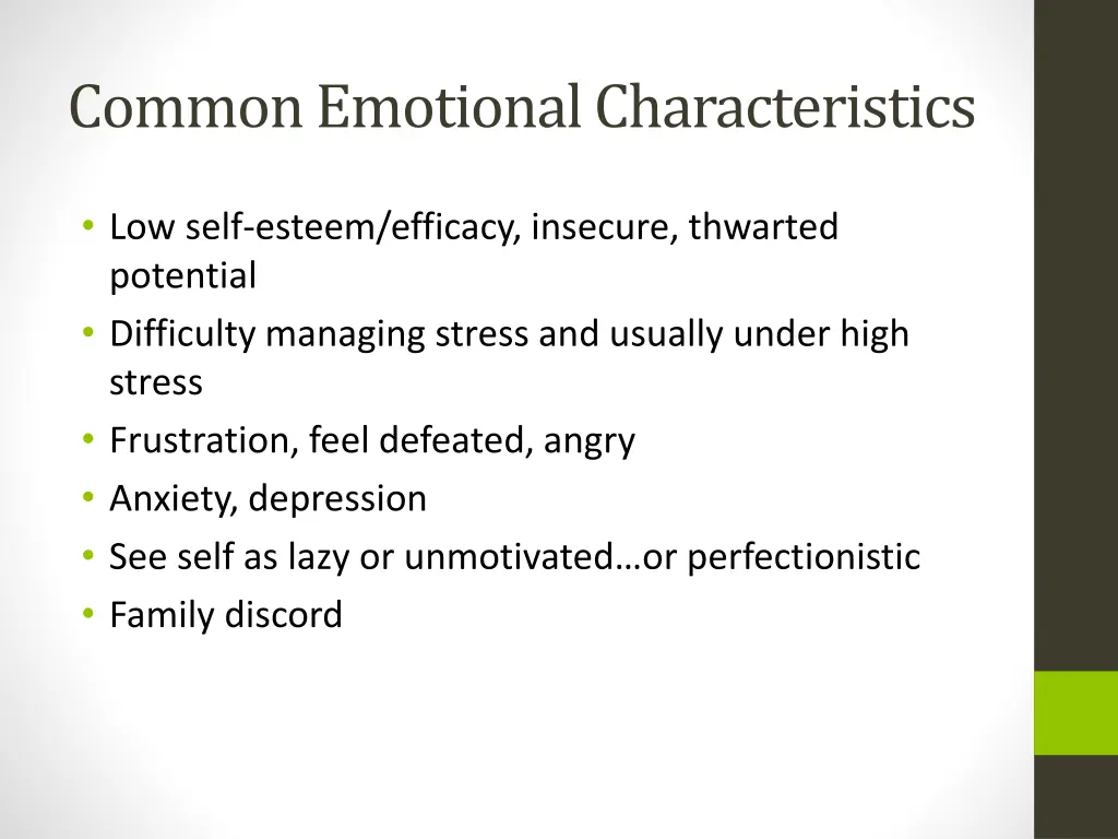 common emotional characteristics