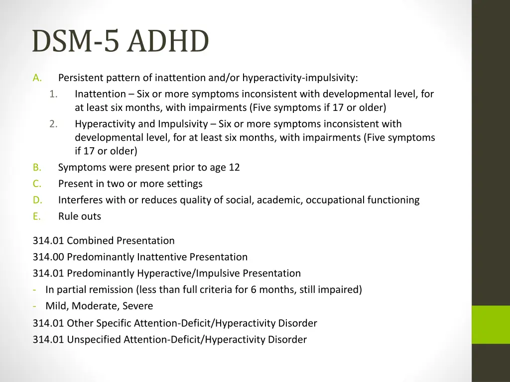 dsm 5 adhd