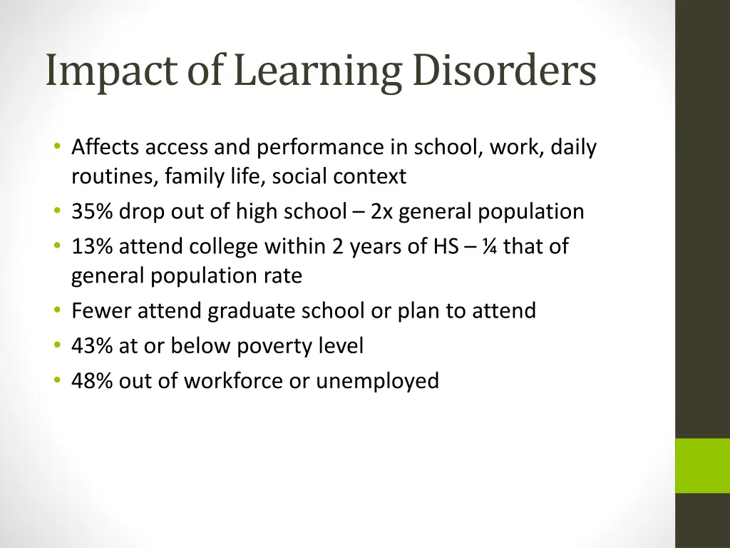 impact of learning disorders