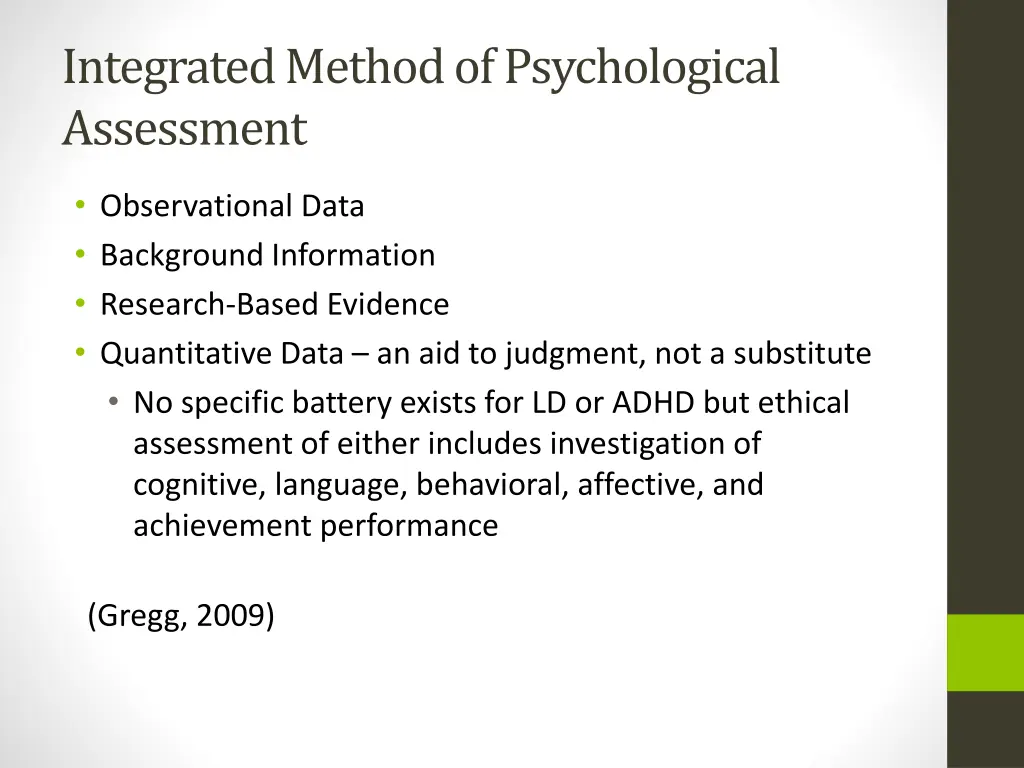 integrated method of psychological assessment