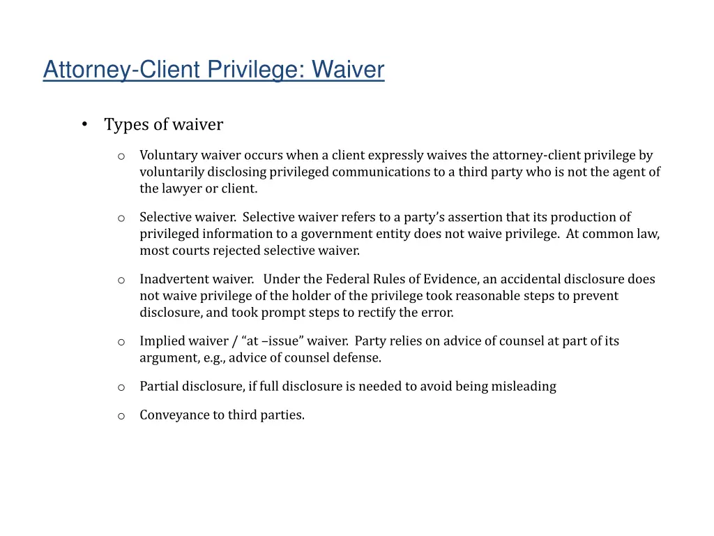 attorney client privilege waiver 1