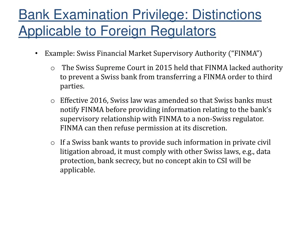 bank examination privilege distinctions 2