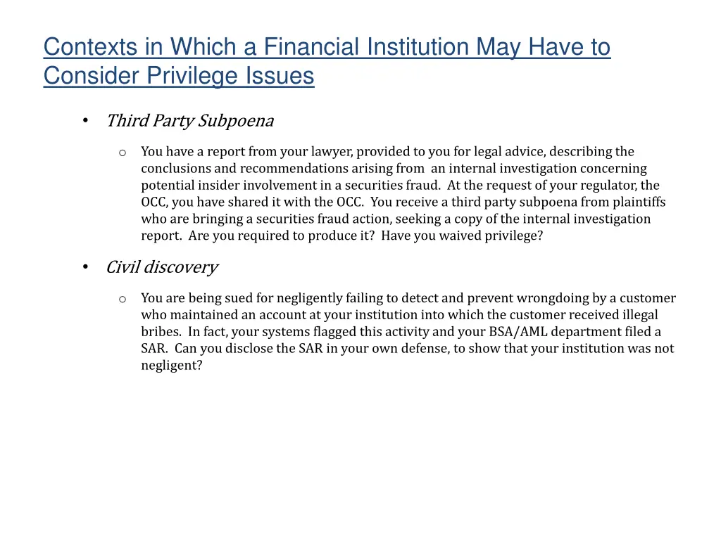 contexts in which a financial institution 1