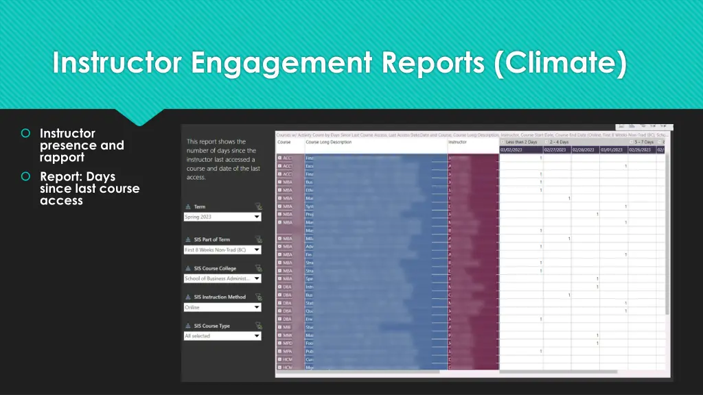 instructor engagement reports climate 2