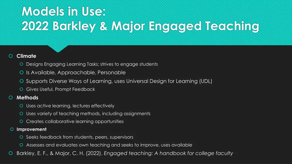 models in use 2022 barkley major engaged teaching 1