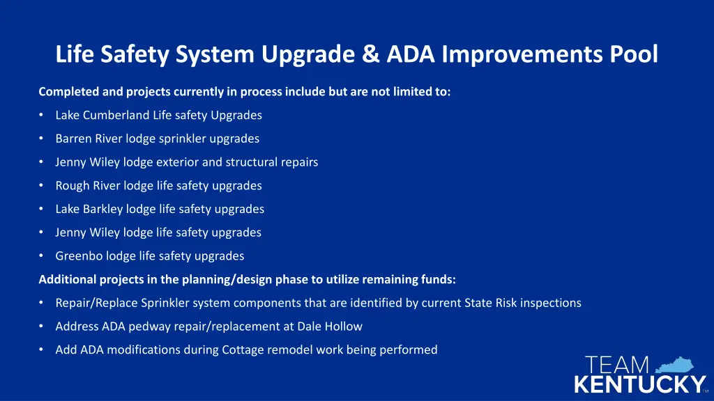 life safety system upgrade ada improvements pool