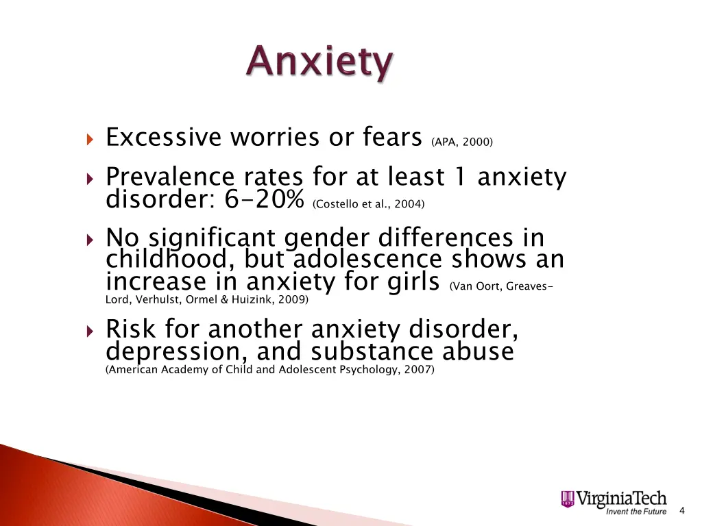 excessive worries or fears apa 2000 prevalence