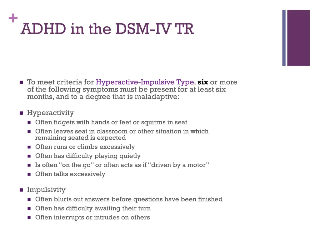 adhd in the dsm iv tr 1