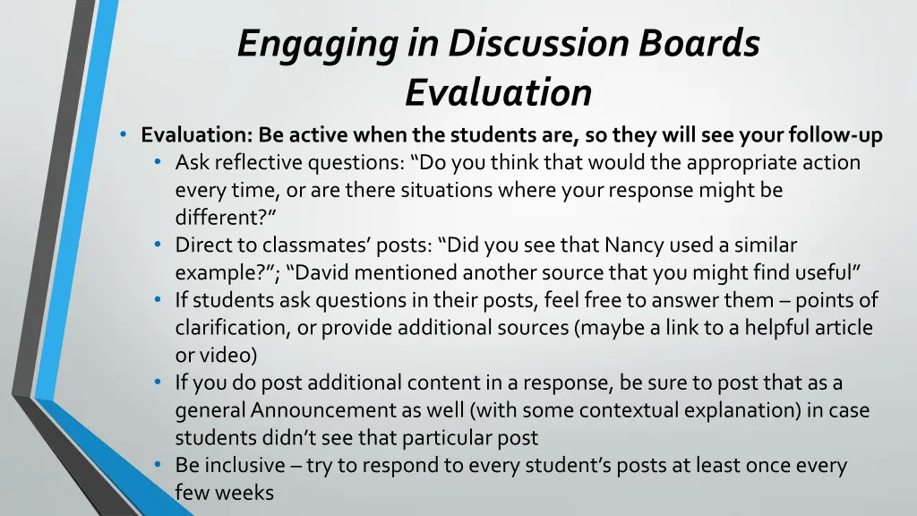 engaging in discussion boards evaluation