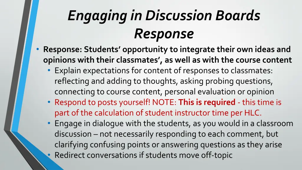 engaging in discussion boards response response