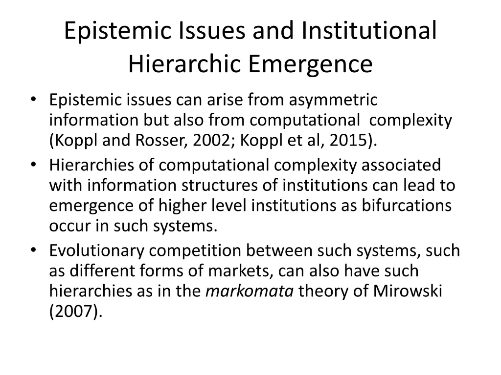 epistemic issues and institutional hierarchic