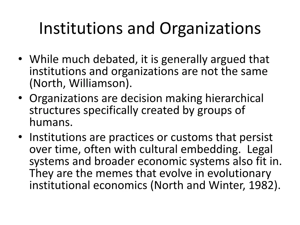 institutions and organizations