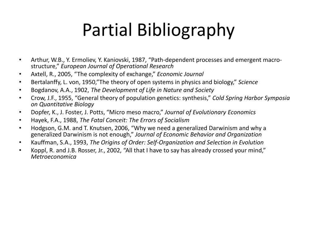 partial bibliography