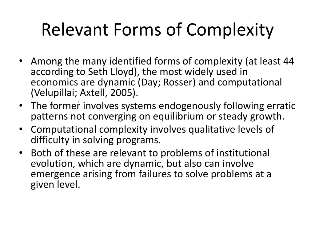 relevant forms of complexity