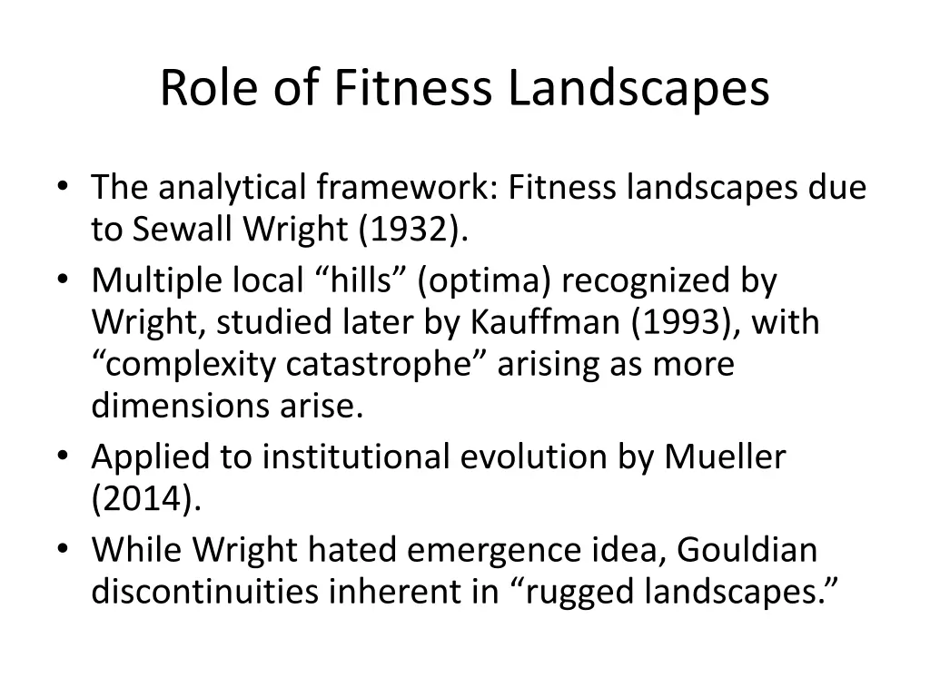 role of fitness landscapes