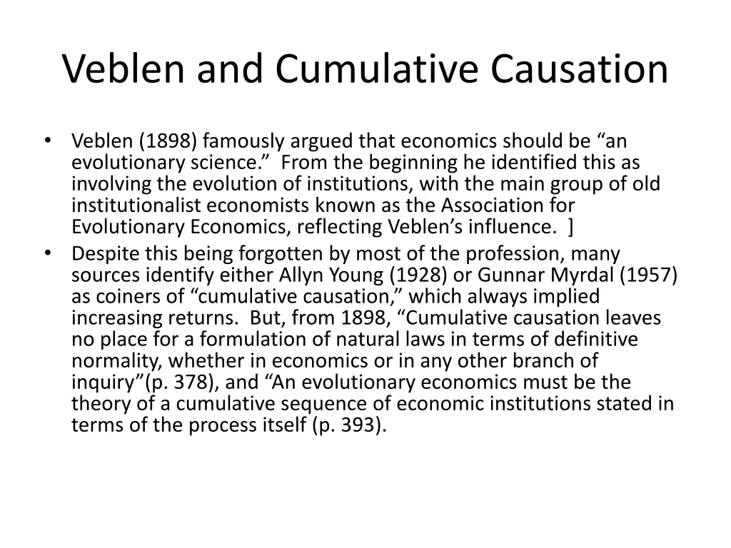 veblen and cumulative causation