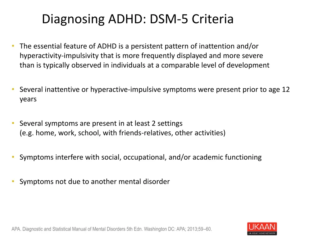 diagnosing adhd dsm 5 criteria