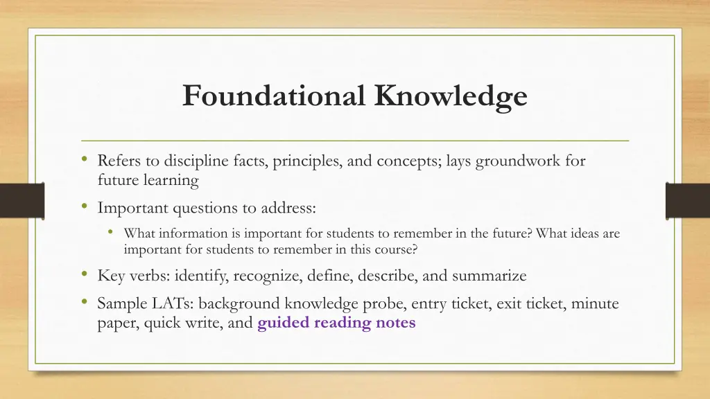 foundational knowledge