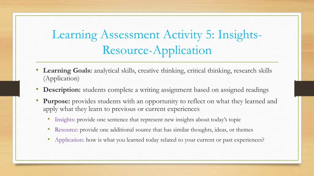 learning assessment activity 5 insights resource