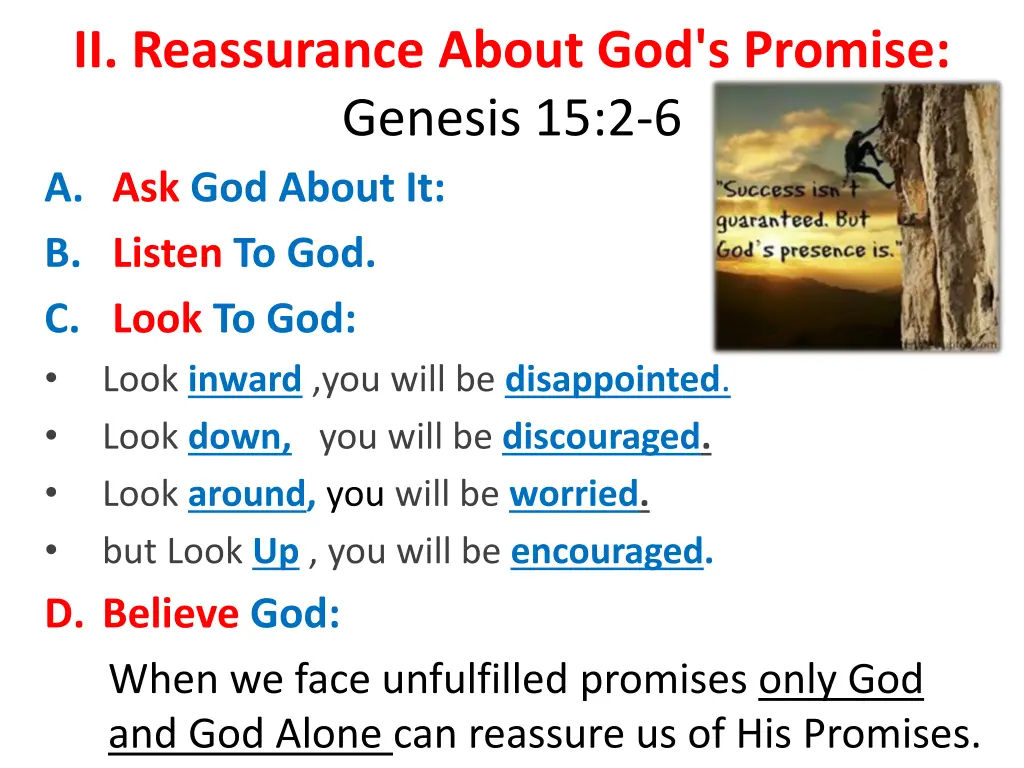 ii reassurance about god s promise genesis