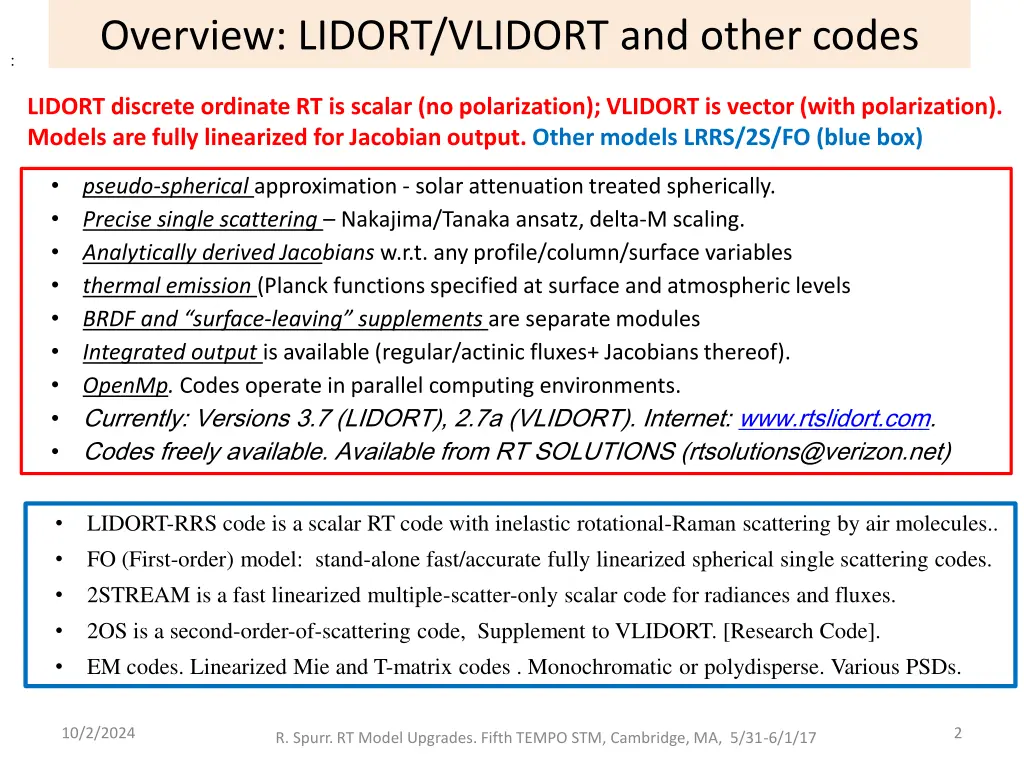 overview lidort vlidort and other codes