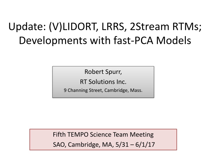 update v lidort lrrs 2stream rtms developments