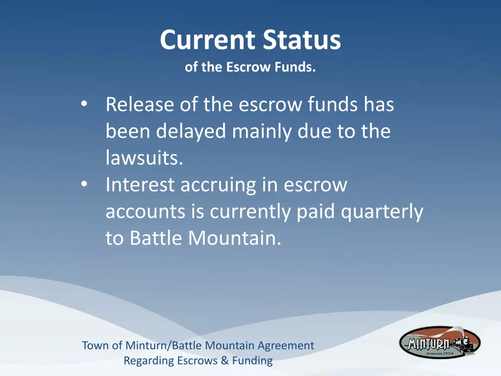 current status of the escrow funds