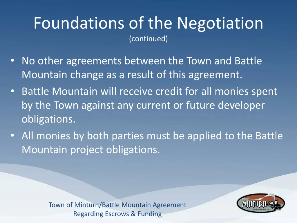 foundations of the negotiation continued