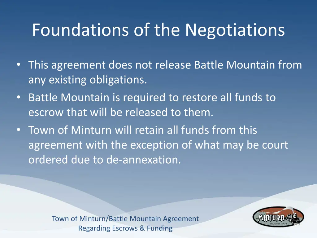 foundations of the negotiations