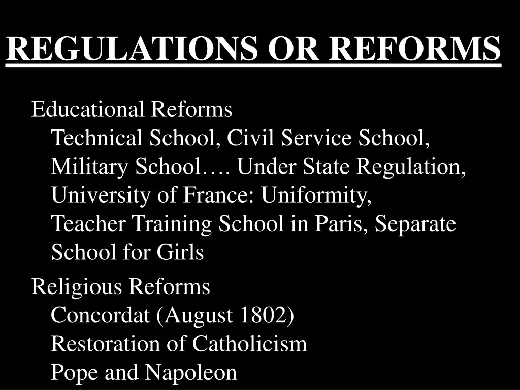 regulations or reforms 1