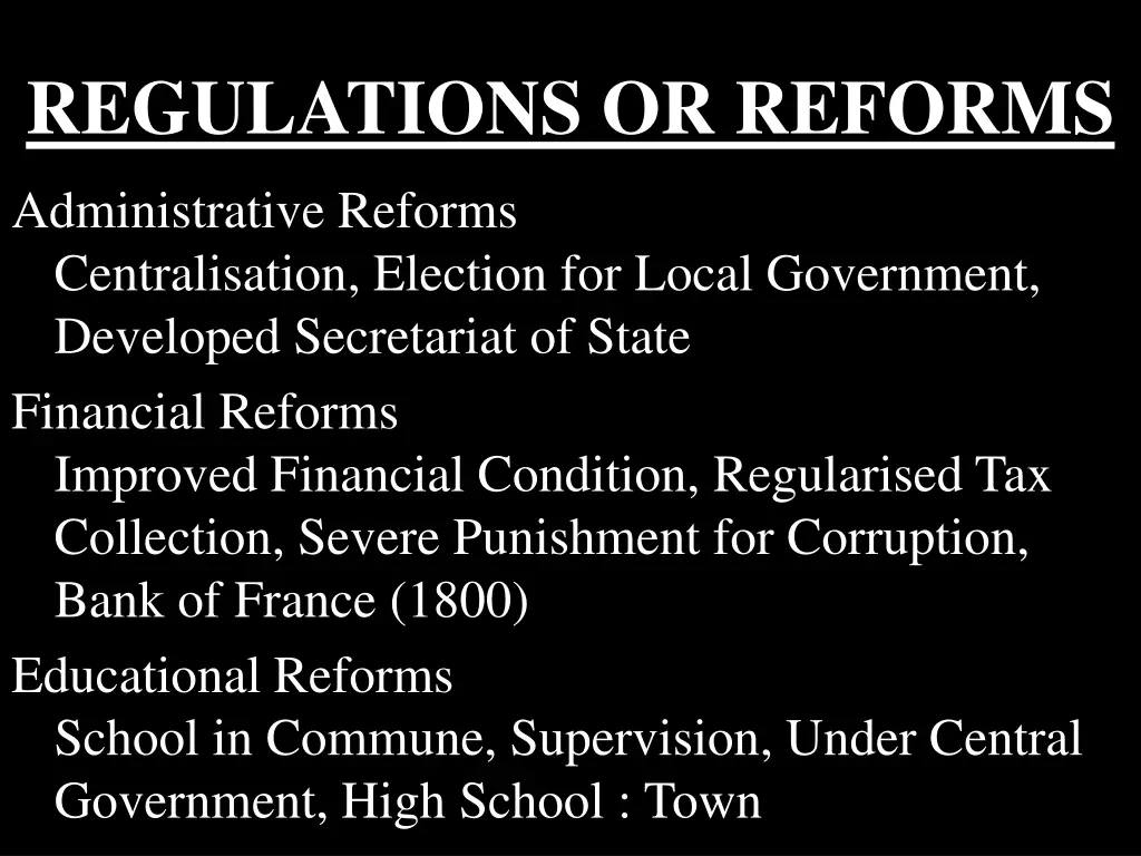 regulations or reforms