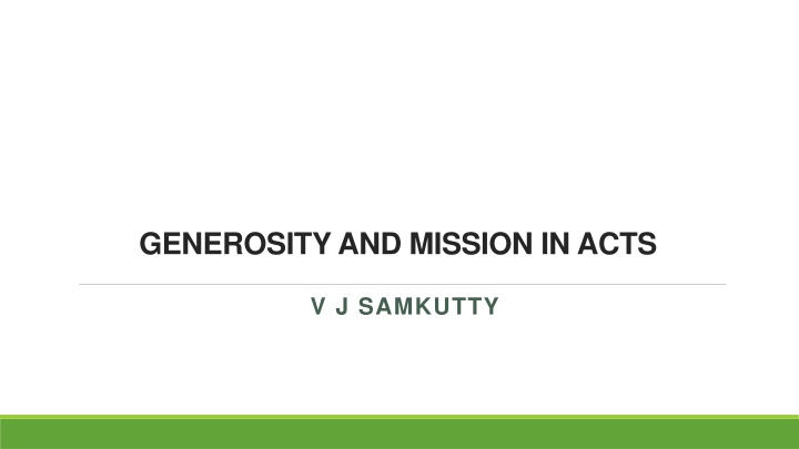 generosity and mission in acts