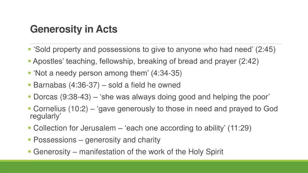 generosity in acts